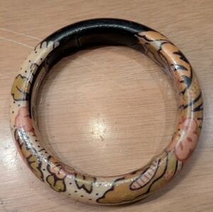 Vintage L&P of Denmark Floral Patterned Bangle Bracelet